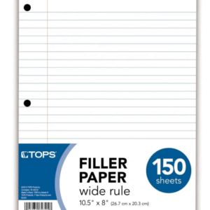 Filler Paper, 10-1/2" x 8-1/2", Wide Rule, 150 Sheets per Pack